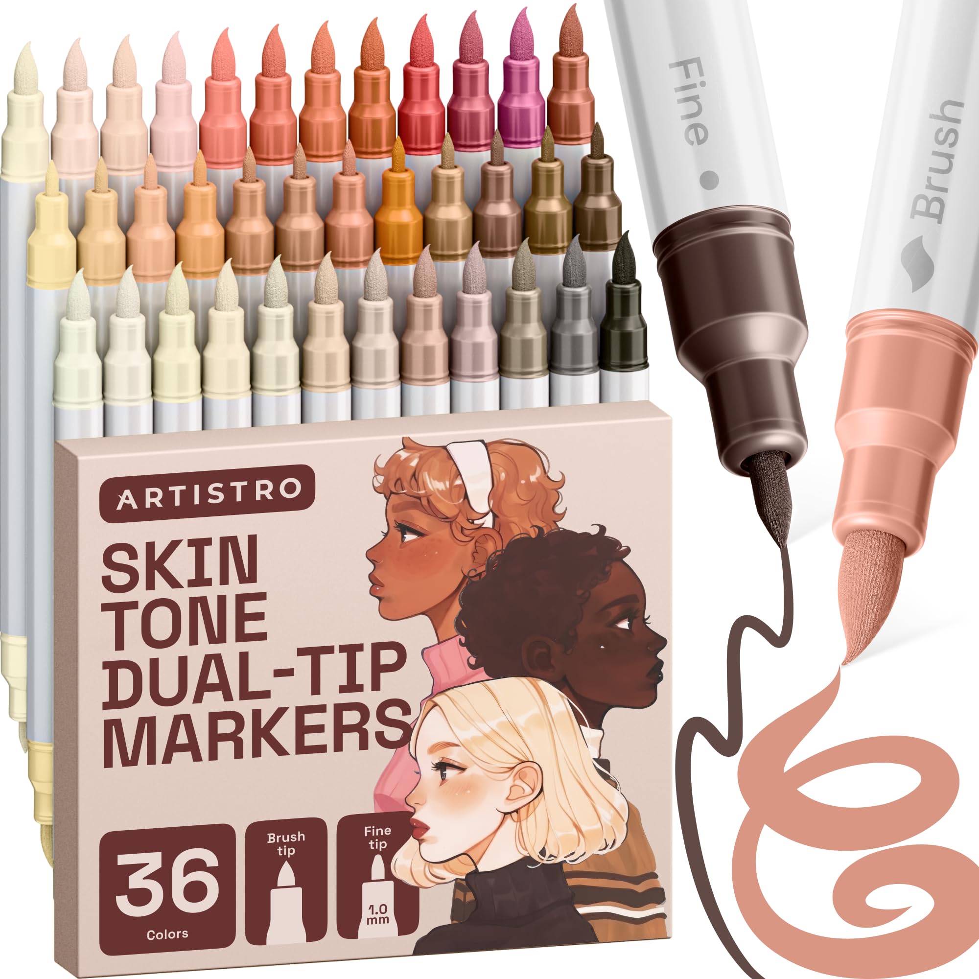 ARTISTRO 36 rotuladores de pintura acrílica de doble punta para dibujo | For Fabric, Rock, Glass, Wood, & Molds, Arts & Crafts Gift for Adults, Teens, & Kids, Classroom Must Haves & School Supplies