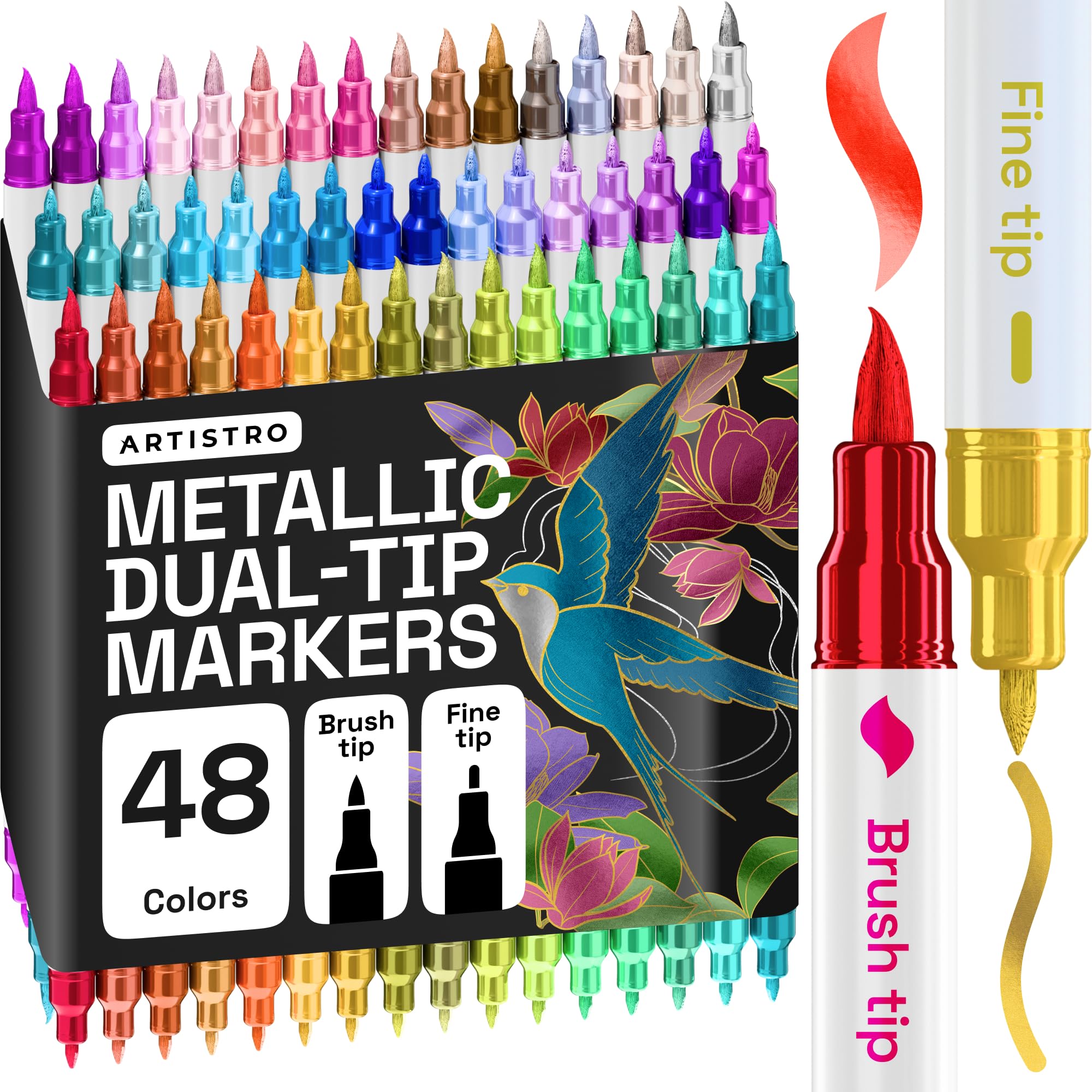 ARTISTRO 36 rotuladores de pintura acrílica de doble punta para dibujo | For Fabric, Rock, Glass, Wood, & Molds, Arts & Crafts Gift for Adults, Teens, & Kids, Classroom Must Haves & School Supplies