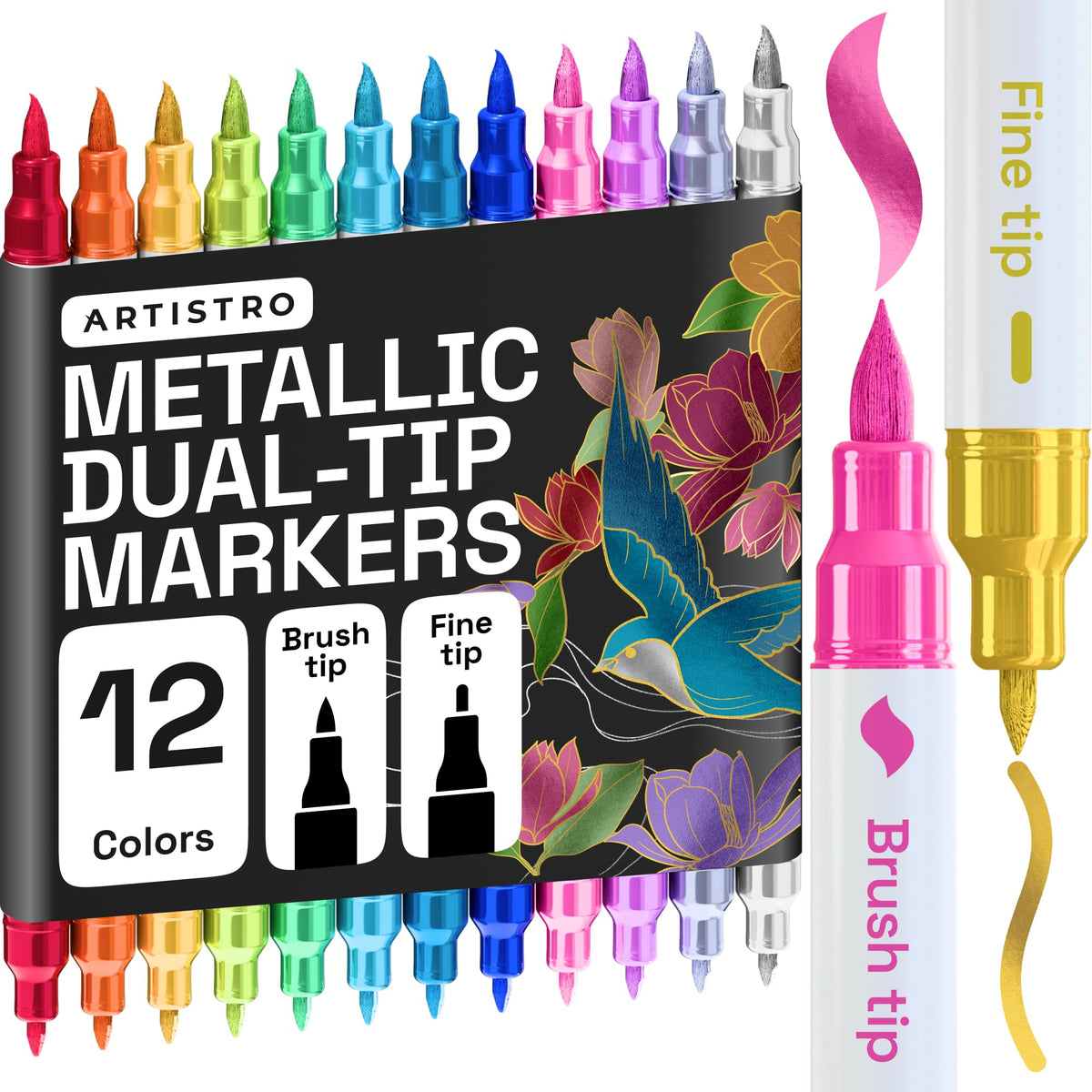 ARTISTRO 36 rotuladores de pintura acrílica de doble punta para dibujo | For Fabric, Rock, Glass, Wood, & Molds, Arts & Crafts Gift for Adults, Teens, & Kids, Classroom Must Haves & School Supplies