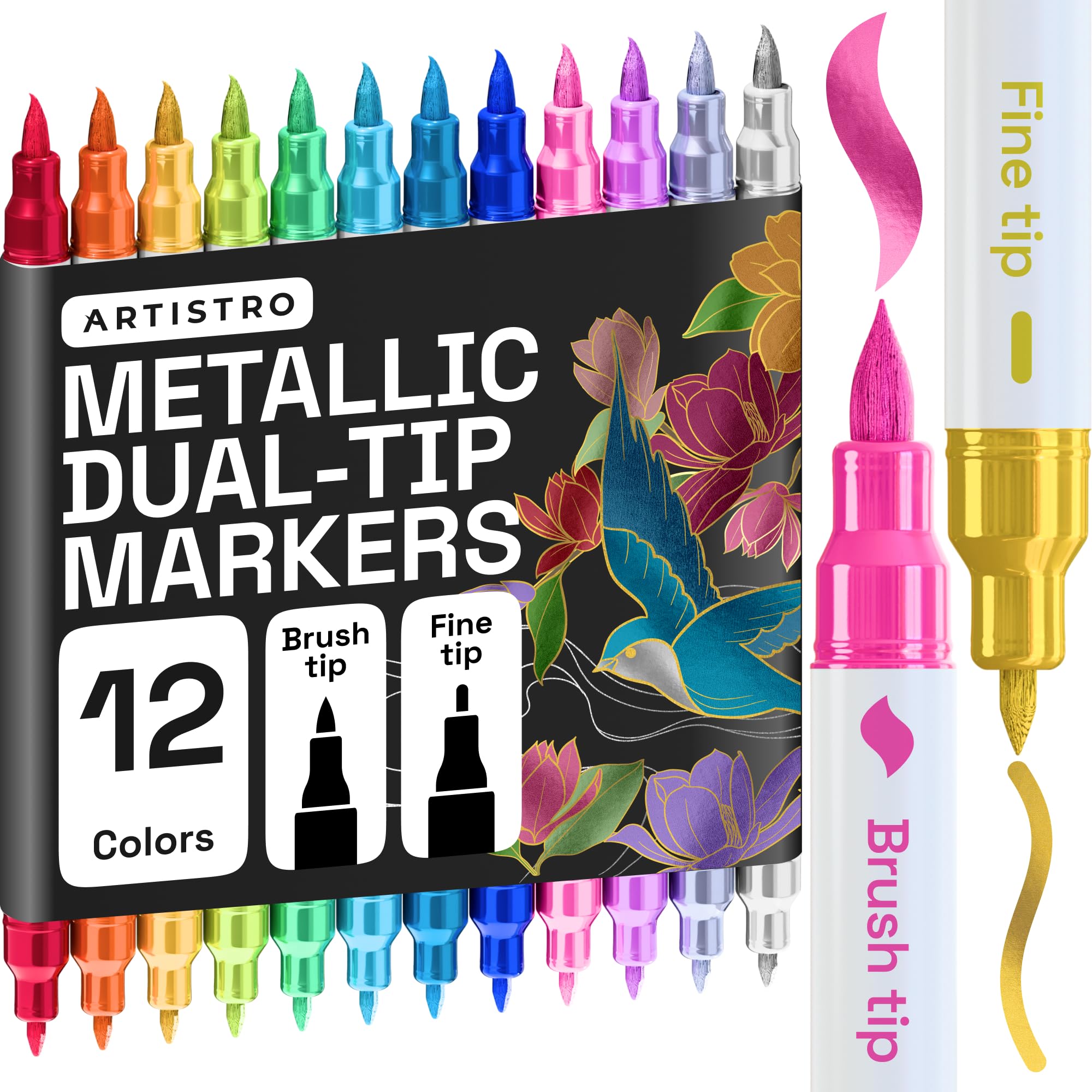 ARTISTRO 36 rotuladores de pintura acrílica de doble punta para dibujo | For Fabric, Rock, Glass, Wood, & Molds, Arts & Crafts Gift for Adults, Teens, & Kids, Classroom Must Haves & School Supplies
