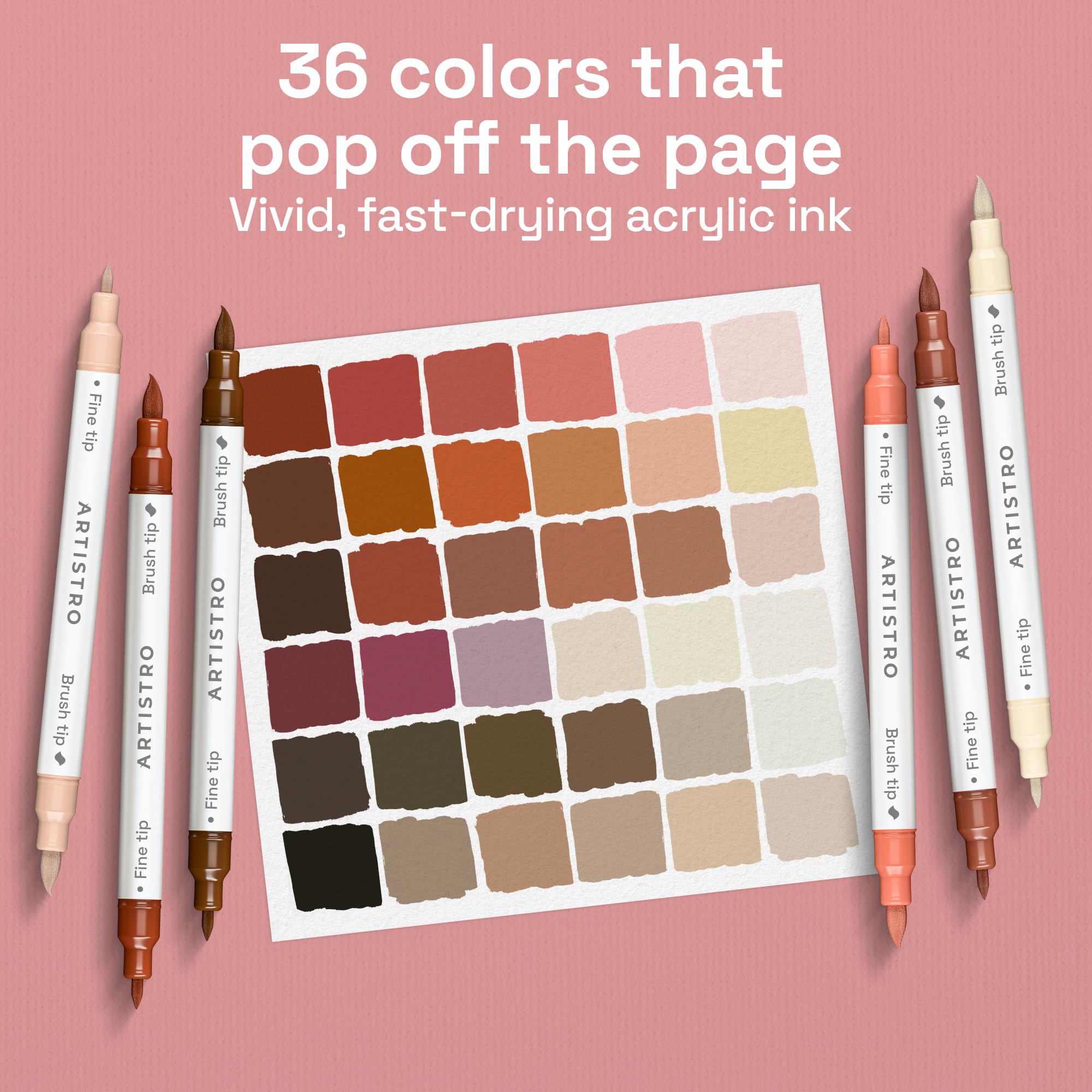 ARTISTRO 36 rotuladores de pintura acrílica de doble punta para dibujo | For Fabric, Rock, Glass, Wood, & Molds, Arts & Crafts Gift for Adults, Teens, & Kids, Classroom Must Haves & School Supplies