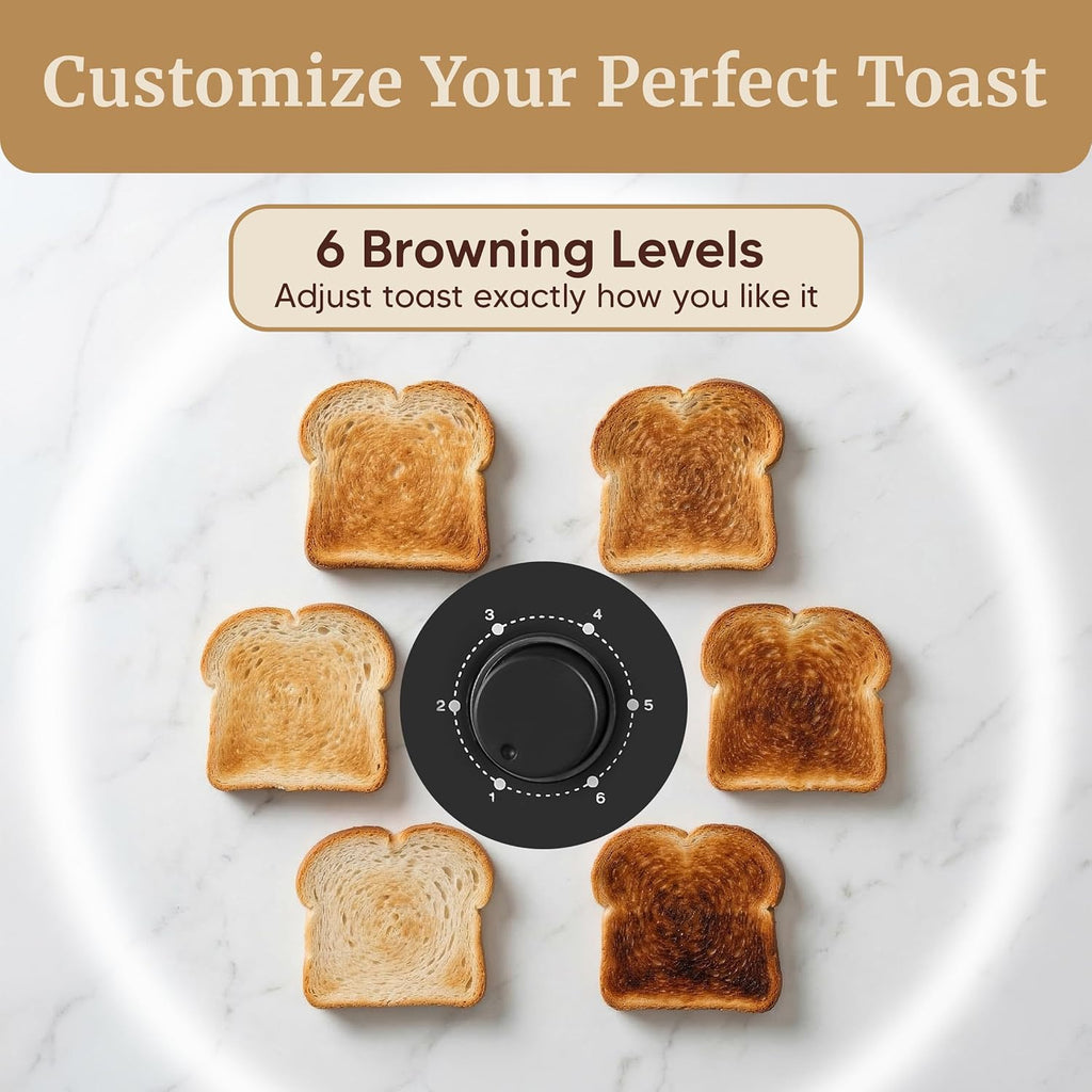 Elite Gourmet | Extra-Wide Slots Fit Bagels, Sourdough & Texas Toast, 6 Browning Settings, Reheat, Defrost & Cancel, Built-In Warming Rack