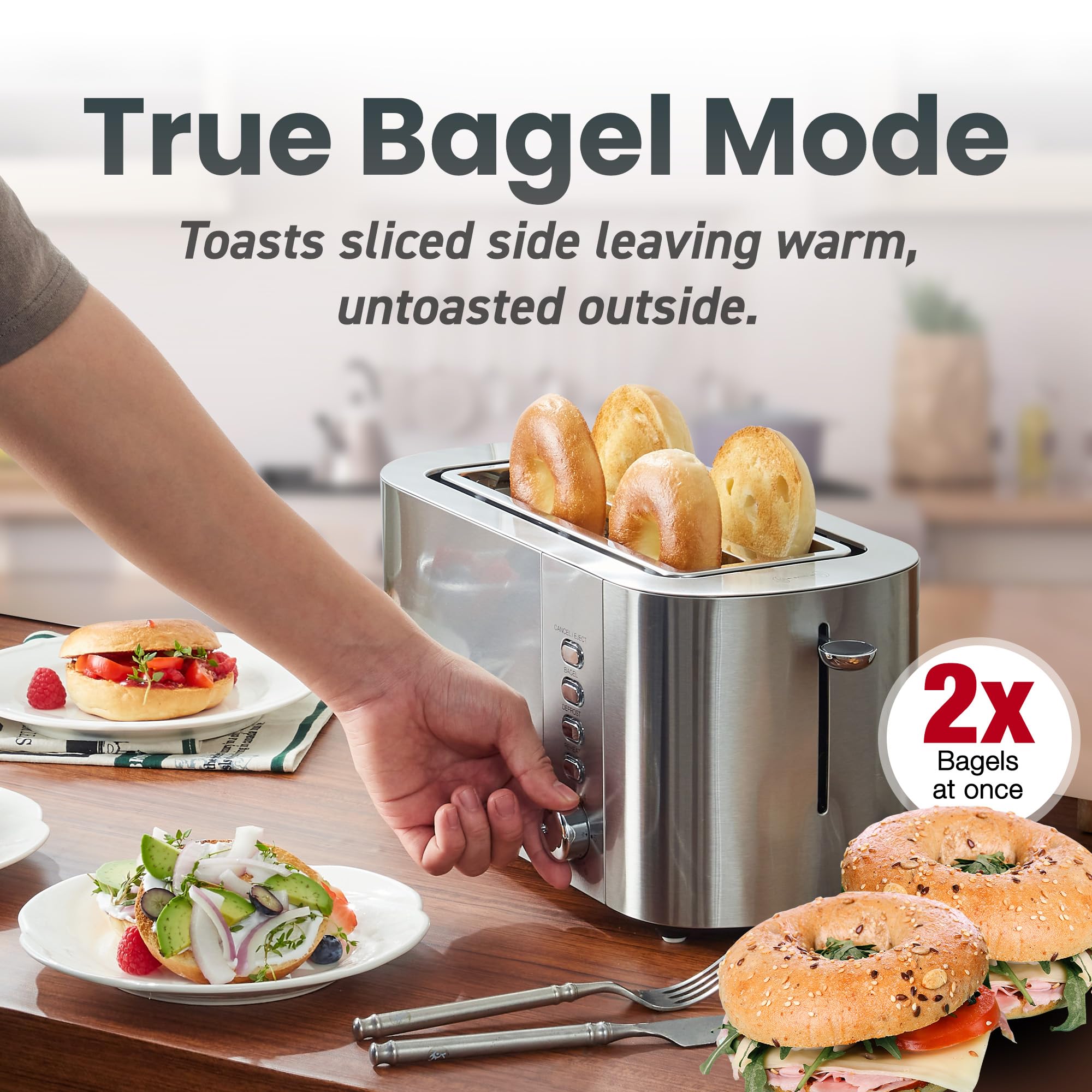 Elite Gourmet | Extra-Wide Slots Fit Bagels, Sourdough & Texas Toast, 6 Browning Settings, Reheat, Defrost & Cancel, Built-In Warming Rack