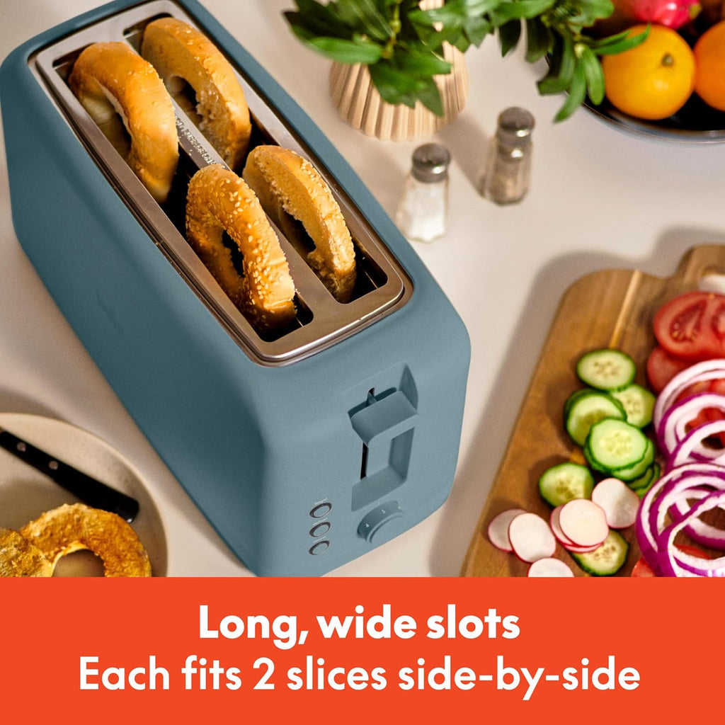bella Tostadora delgada de 2 rebanadas, utensilios de cocina Fits-anywhere™, control de tostado de 6 ajustes con botones de recalentamiento y cancelación, se adapta a pan de masa madre, ranura de 10
