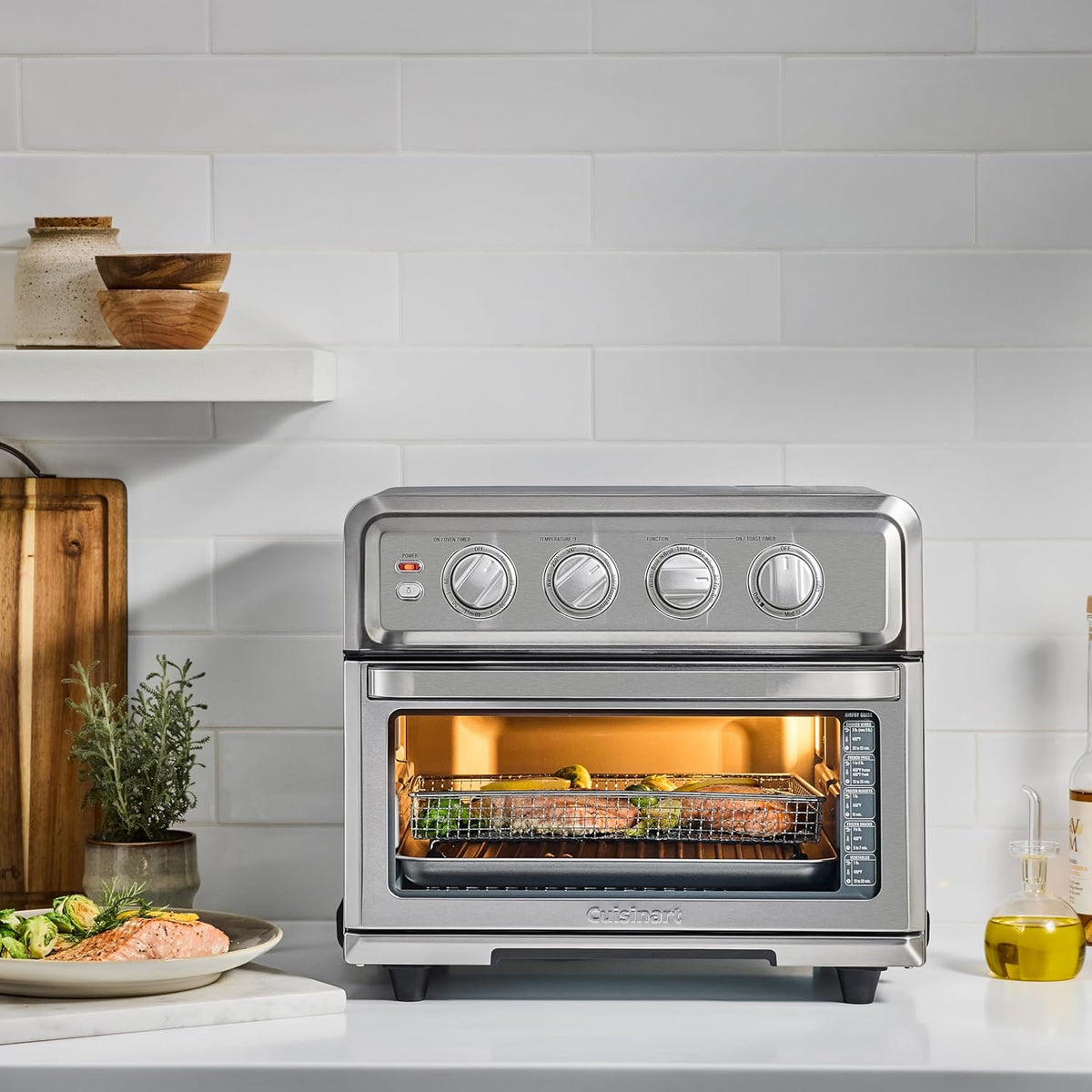 Cuisinart Air Fryer Toaster Oven, 1800W, 8-in-1 with Air Fry, Convection, Broil & Warm, 0.6 Cubic Feet, 60-Minute Timer, TOA-70NAS, Stainless Steel | 1800W power, 0.6 cu. ft. capacity, convection, broil and warm modes, 60-minute timer