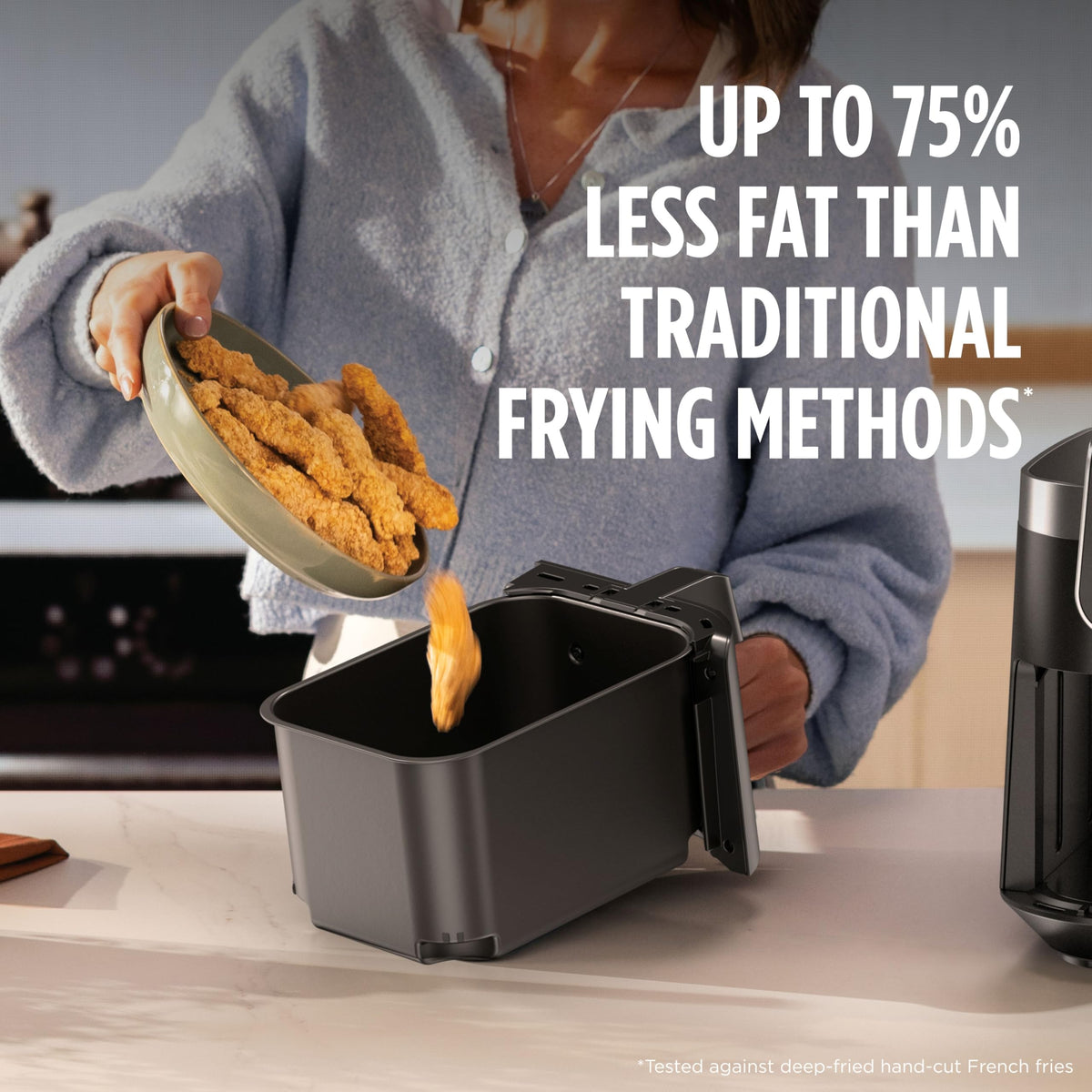 Ninja DZ201 Foodi 8 Quart 6-in-1 DualZone 2-Basket Air Fryer with 2 Independent Frying Baskets, Match Cook & Smart Finish to Roast, Broil, Dehydrate & More for Quick, Easy Meals, Grey | Air fry, roast, broil, bake, reheat, dehydrate, 2 independent baskets