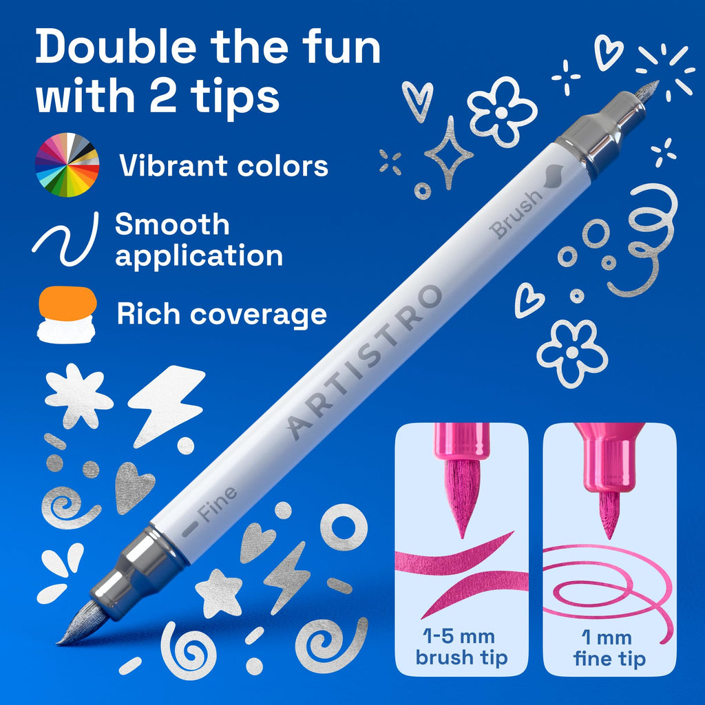 ARTISTRO 36 rotuladores de pintura acrílica de doble punta para dibujo | For Fabric, Rock, Glass, Wood, & Molds, Arts & Crafts Gift for Adults, Teens, & Kids, Classroom Must Haves & School Supplies