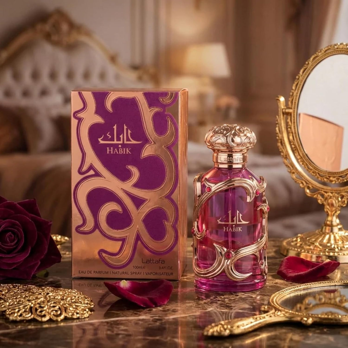 Lattafa Habik – Floral, Afrutado, Fresco, Almizclado – Eau de Parfum en Aerosol Fragancia de Larga Duración para Mujeres, 3.4 Onzas / 100 ml