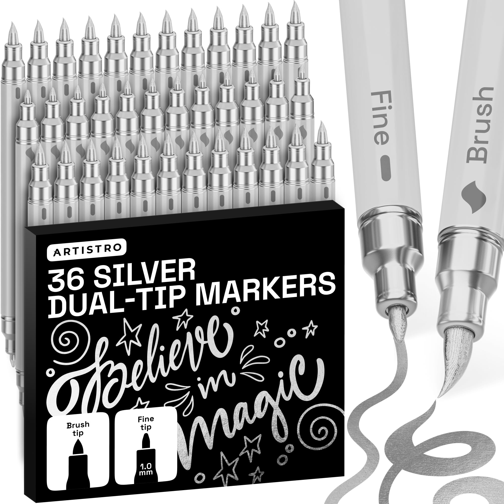 ARTISTRO 36 rotuladores de pintura acrílica de doble punta para dibujo | For Fabric, Rock, Glass, Wood, & Molds, Arts & Crafts Gift for Adults, Teens, & Kids, Classroom Must Haves & School Supplies