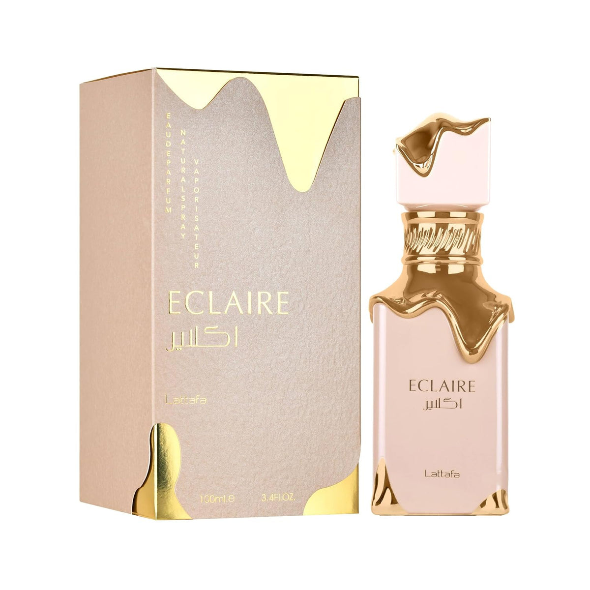 Lattafa Eclair - Vainilla, Caramelo, Dulce, Floral - Eau de Parfum Fragancia de Larga Duración para Mujeres, 3.40 Onzas / 100 ml | Fragancia de larga duración, 3.40 onzas / 3.4 fl oz / 100 ml