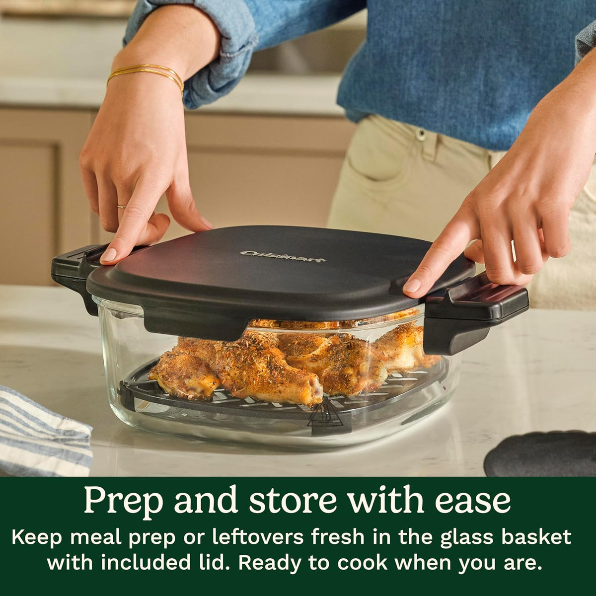 Cuisinart Air Fryer, Glass Basket & ClearView Window, 5 Functions, 4 Qt | Basket style air fryer with crisper plate, 5 cooking functions & 2 custom presets, 4qt air fryer heats to 450°F, AFC-4