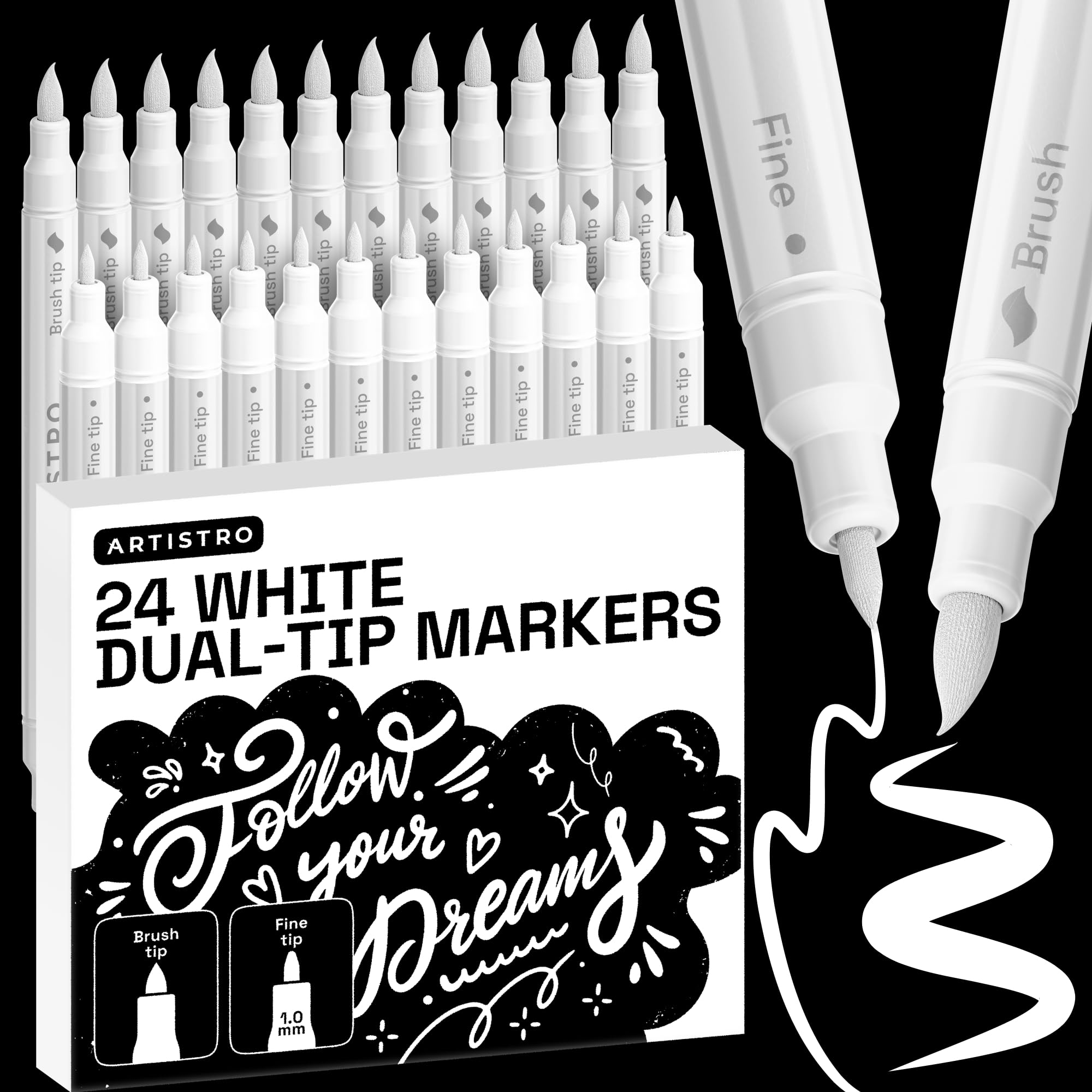 ARTISTRO 36 rotuladores de pintura acrílica de doble punta para dibujo | For Fabric, Rock, Glass, Wood, & Molds, Arts & Crafts Gift for Adults, Teens, & Kids, Classroom Must Haves & School Supplies