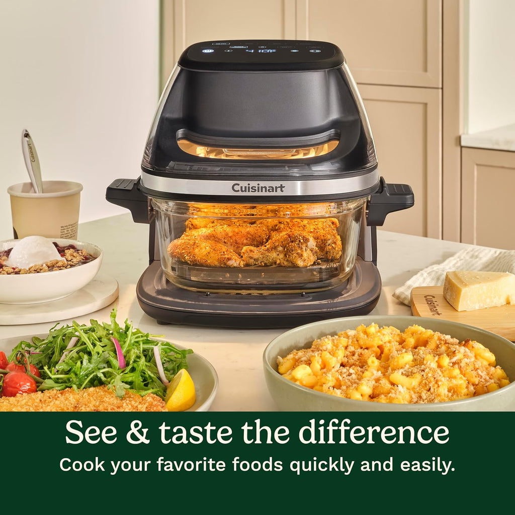 Cuisinart Air Fryer, Glass Basket & ClearView Window, 5 Functions, 4 Qt | Basket style air fryer with crisper plate, 5 cooking functions & 2 custom presets, 4qt air fryer heats to 450°F, AFC-4