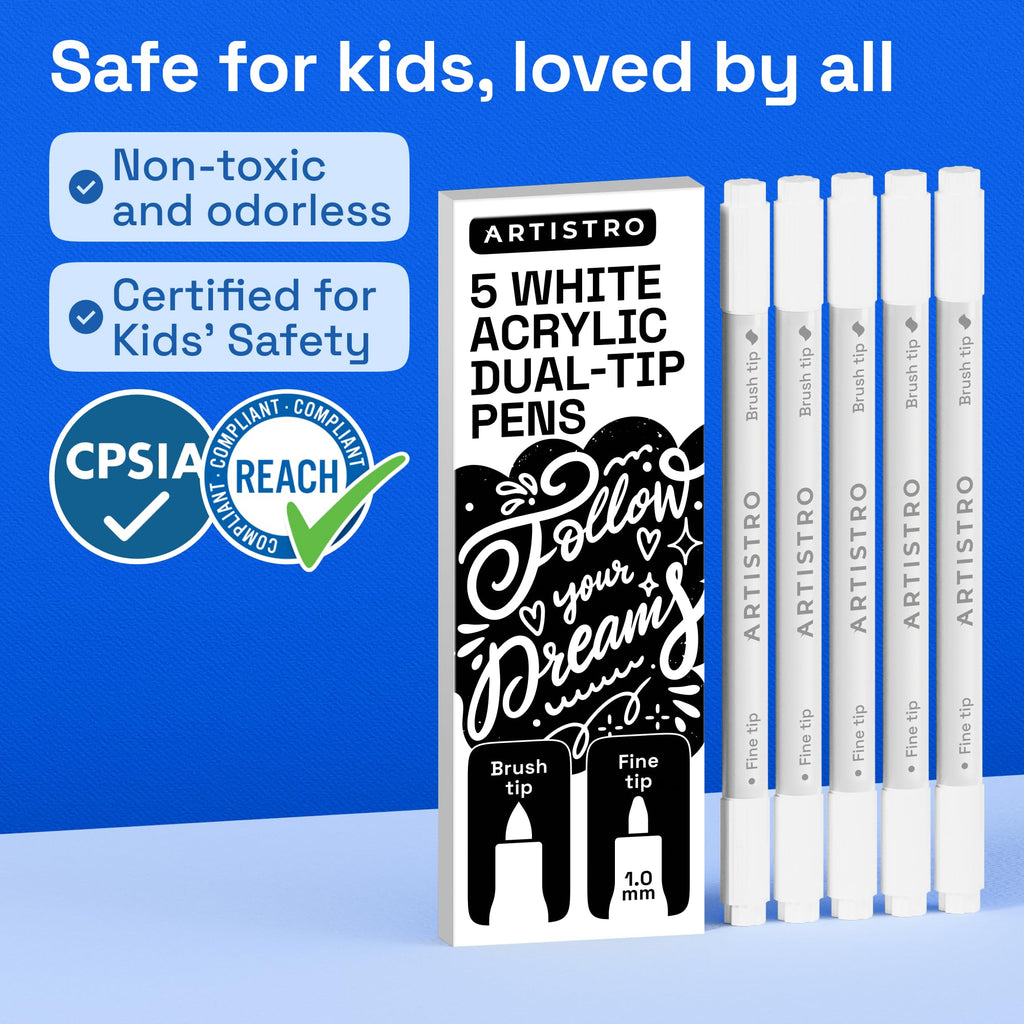 ARTISTRO 36 rotuladores de pintura acrílica de doble punta para dibujo | For Fabric, Rock, Glass, Wood, & Molds, Arts & Crafts Gift for Adults, Teens, & Kids, Classroom Must Haves & School Supplies