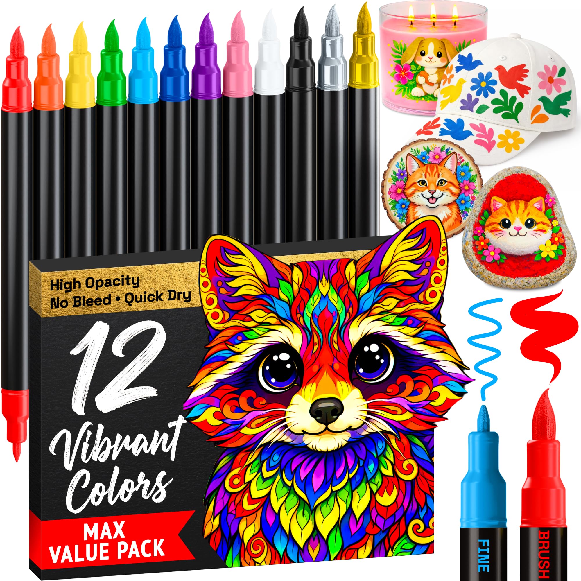 ARTISTRO 36 rotuladores de pintura acrílica de doble punta para dibujo | For Fabric, Rock, Glass, Wood, & Molds, Arts & Crafts Gift for Adults, Teens, & Kids, Classroom Must Haves & School Supplies