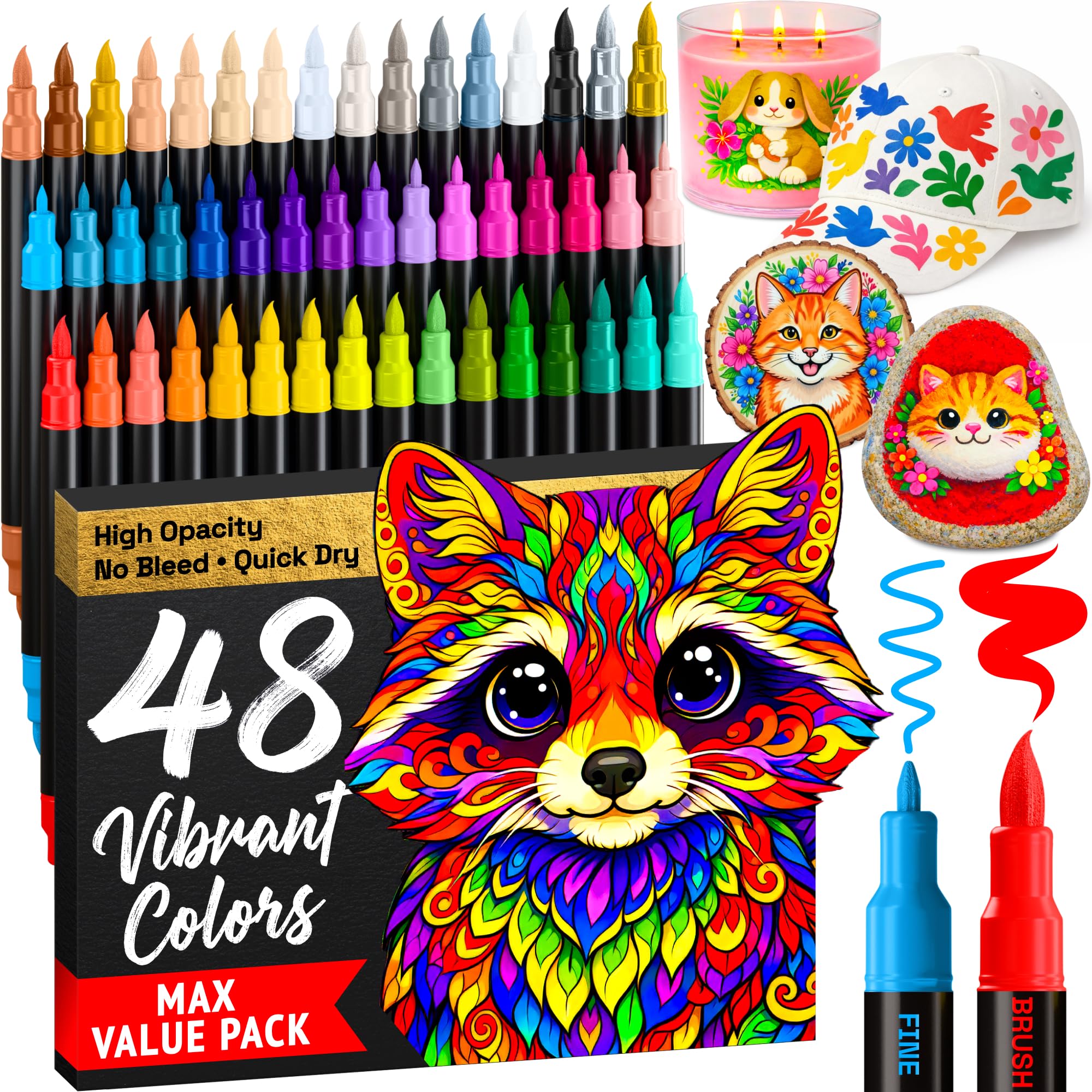 ARTISTRO 36 rotuladores de pintura acrílica de doble punta para dibujo | For Fabric, Rock, Glass, Wood, & Molds, Arts & Crafts Gift for Adults, Teens, & Kids, Classroom Must Haves & School Supplies
