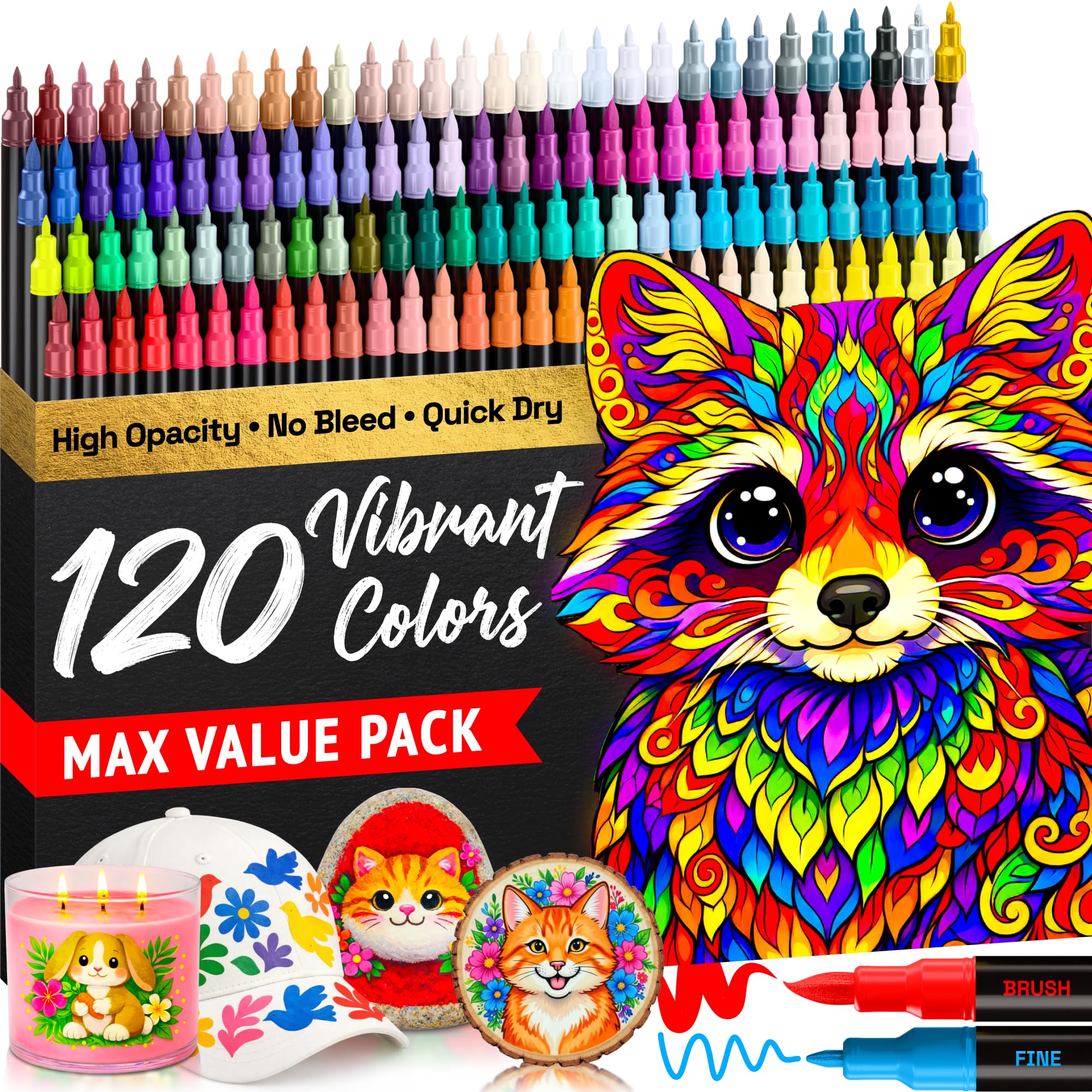 ARTISTRO 36 rotuladores de pintura acrílica de doble punta para dibujo | For Fabric, Rock, Glass, Wood, & Molds, Arts & Crafts Gift for Adults, Teens, & Kids, Classroom Must Haves & School Supplies