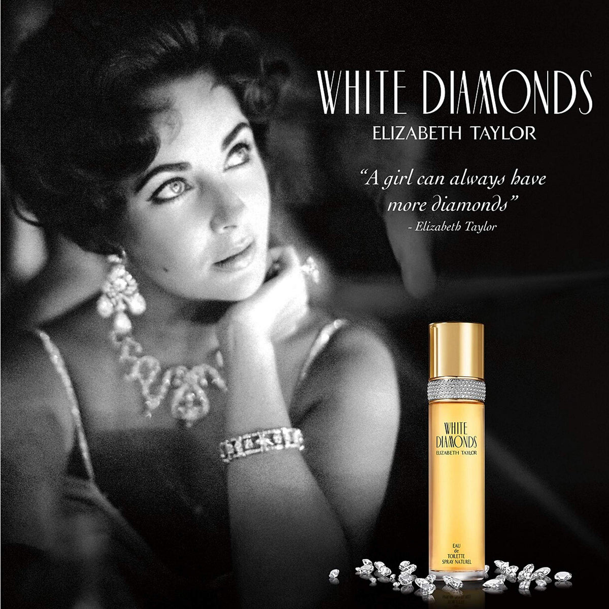Elizabeth Taylor White Diamonds Perfume para mujer, fragancia floral de larga duración, Eau de Toilette EDT en aerosol, regalo para ella, 3.3 fl oz | Eau de toilette chypre floral para mujer. Perfume con notas de lirio, neroli, ámbar cálido y sándalo.