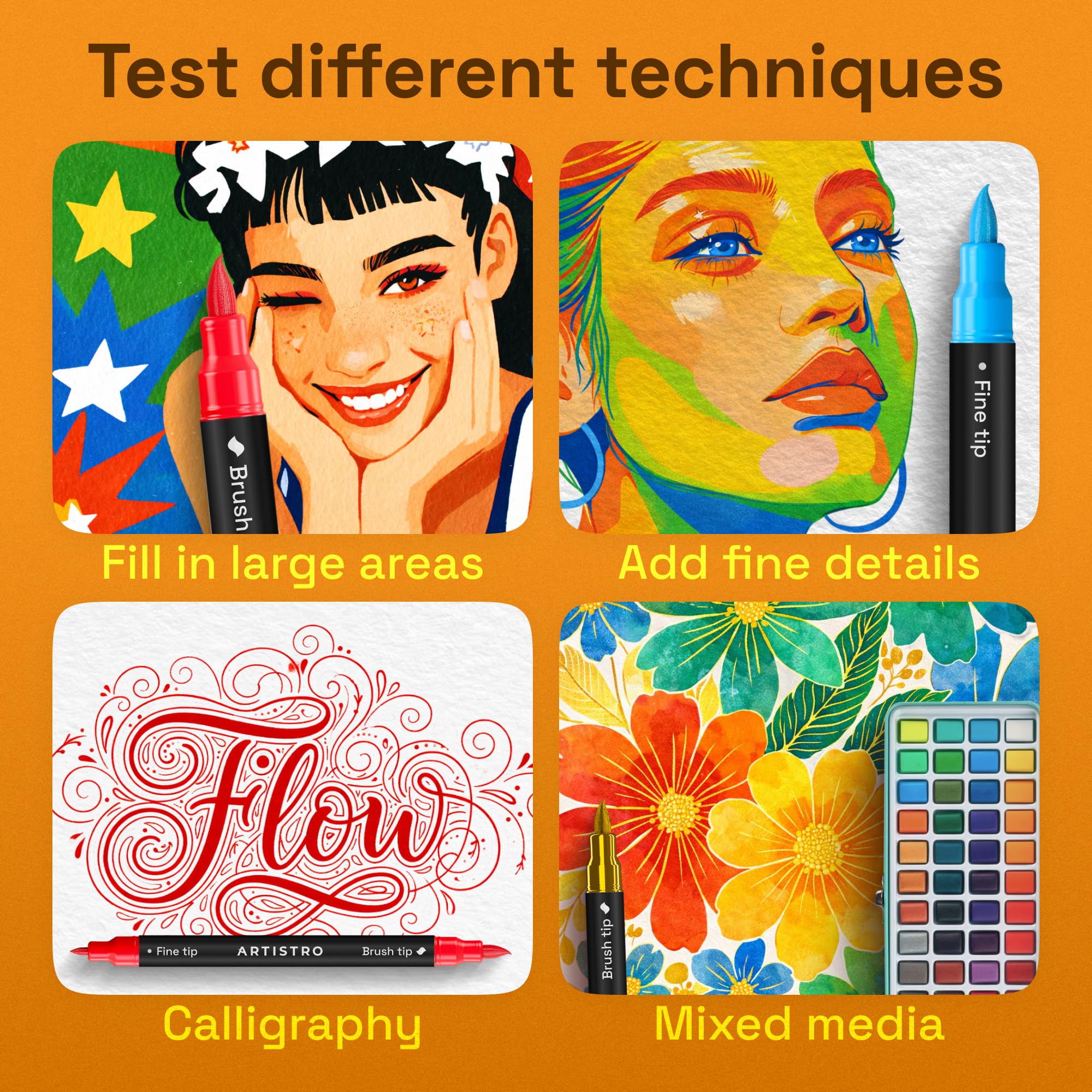 ARTISTRO 36 rotuladores de pintura acrílica de doble punta para dibujo | For Fabric, Rock, Glass, Wood, & Molds, Arts & Crafts Gift for Adults, Teens, & Kids, Classroom Must Haves & School Supplies