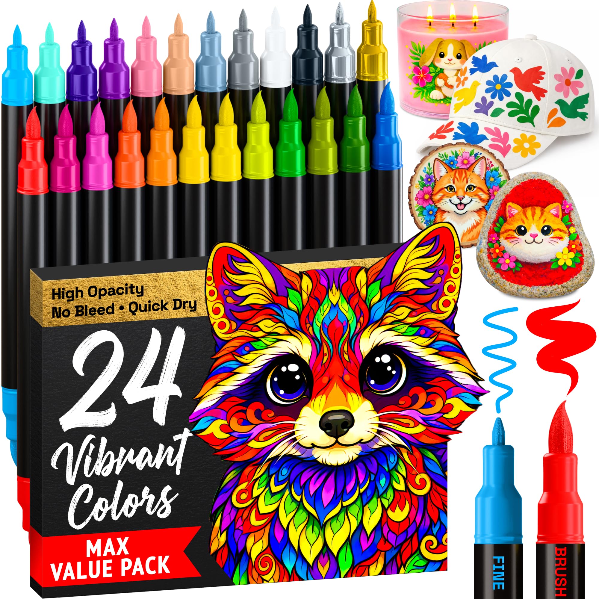 ARTISTRO 36 rotuladores de pintura acrílica de doble punta para dibujo | For Fabric, Rock, Glass, Wood, & Molds, Arts & Crafts Gift for Adults, Teens, & Kids, Classroom Must Haves & School Supplies