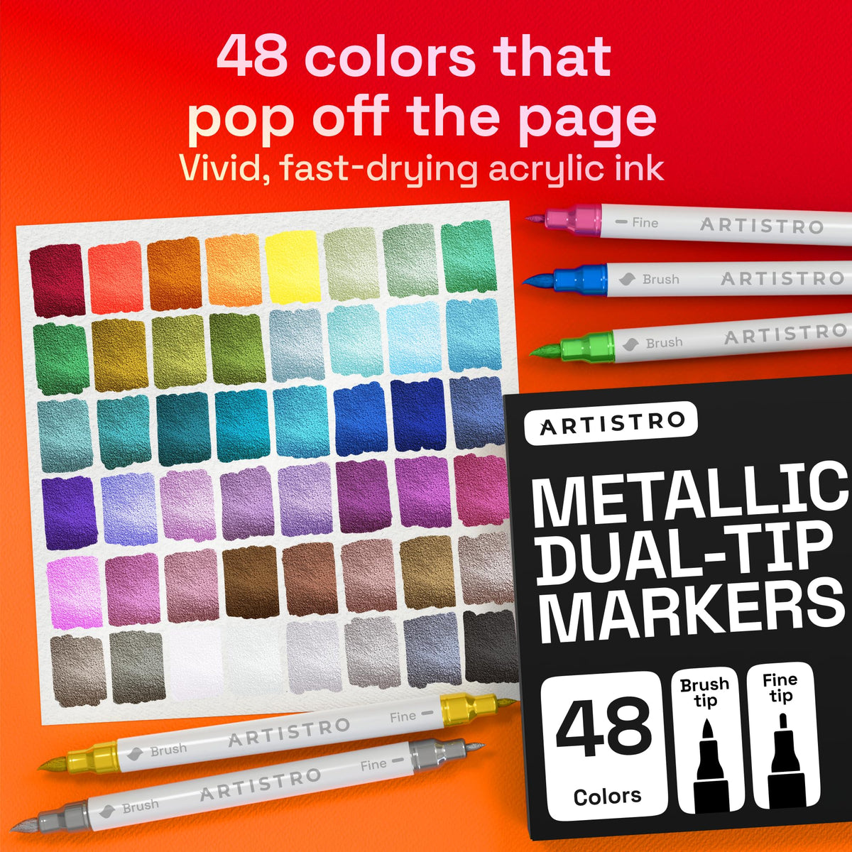 ARTISTRO 36 rotuladores de pintura acrílica de doble punta para dibujo | For Fabric, Rock, Glass, Wood, & Molds, Arts & Crafts Gift for Adults, Teens, & Kids, Classroom Must Haves & School Supplies
