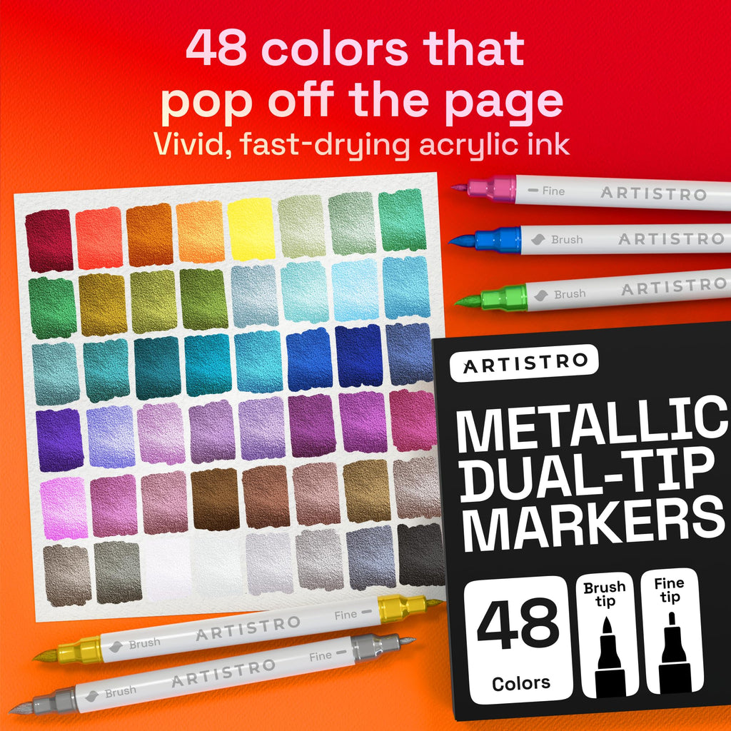 ARTISTRO 36 rotuladores de pintura acrílica de doble punta para dibujo | For Fabric, Rock, Glass, Wood, & Molds, Arts & Crafts Gift for Adults, Teens, & Kids, Classroom Must Haves & School Supplies