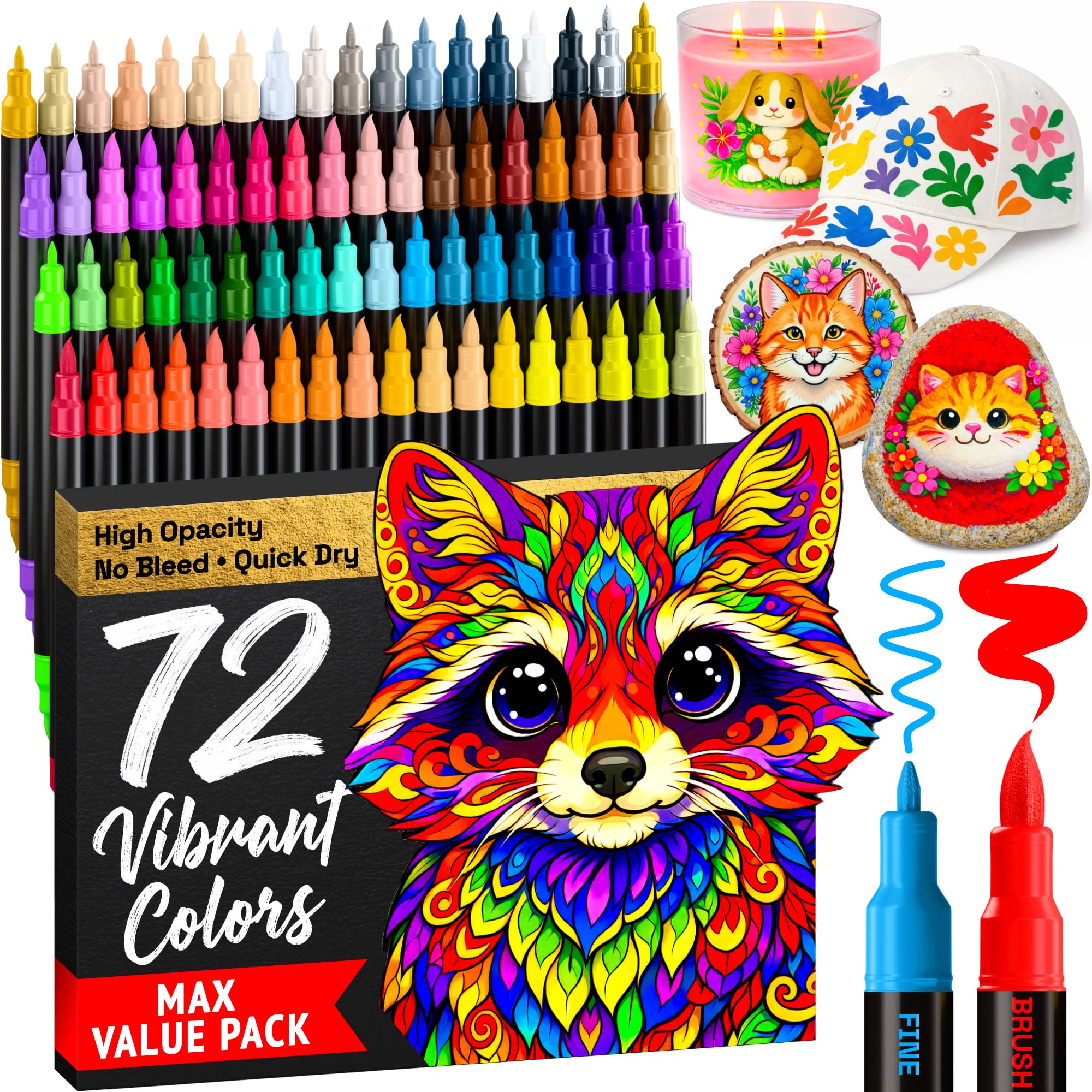 ARTISTRO 36 rotuladores de pintura acrílica de doble punta para dibujo | For Fabric, Rock, Glass, Wood, & Molds, Arts & Crafts Gift for Adults, Teens, & Kids, Classroom Must Haves & School Supplies