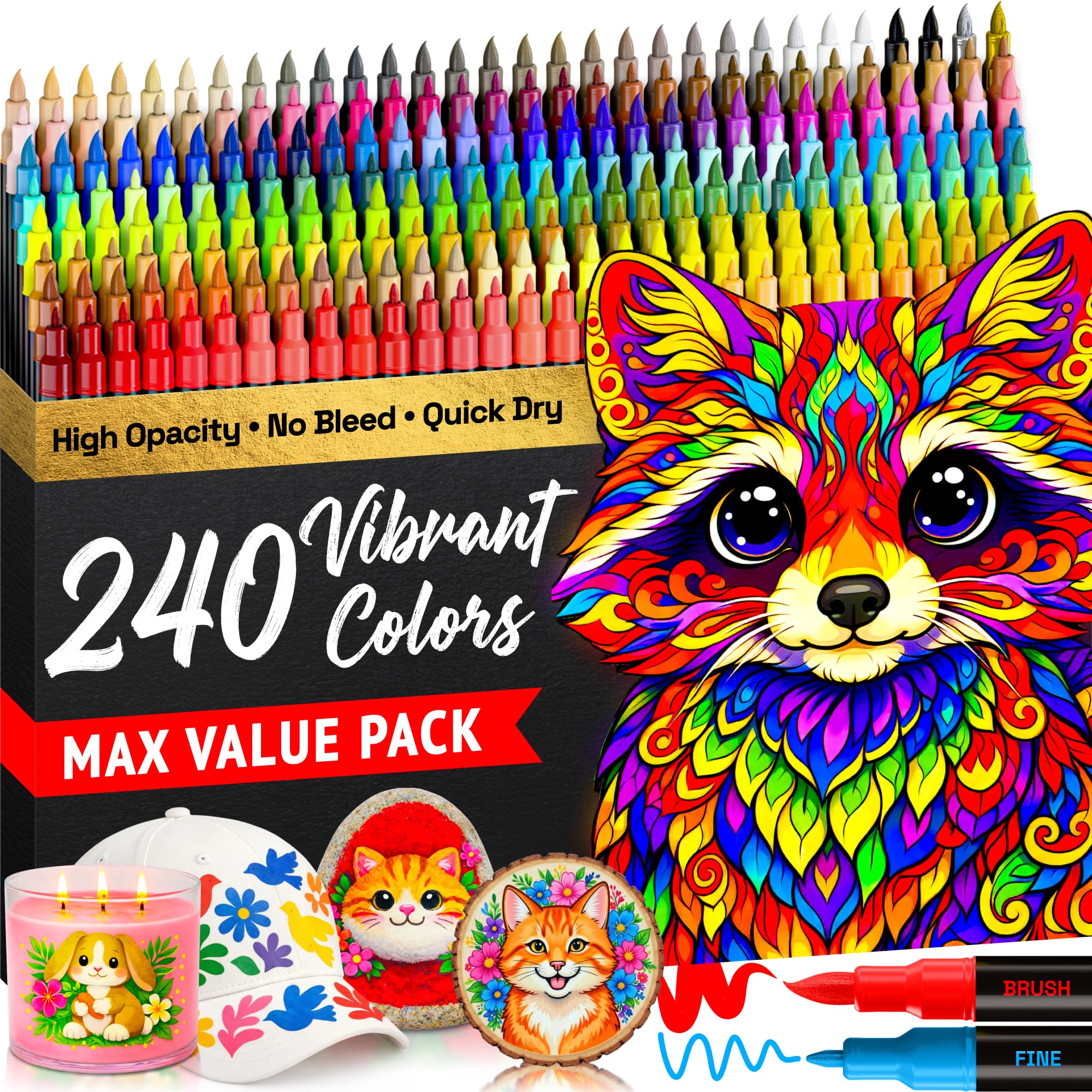 ARTISTRO 36 rotuladores de pintura acrílica de doble punta para dibujo | For Fabric, Rock, Glass, Wood, & Molds, Arts & Crafts Gift for Adults, Teens, & Kids, Classroom Must Haves & School Supplies